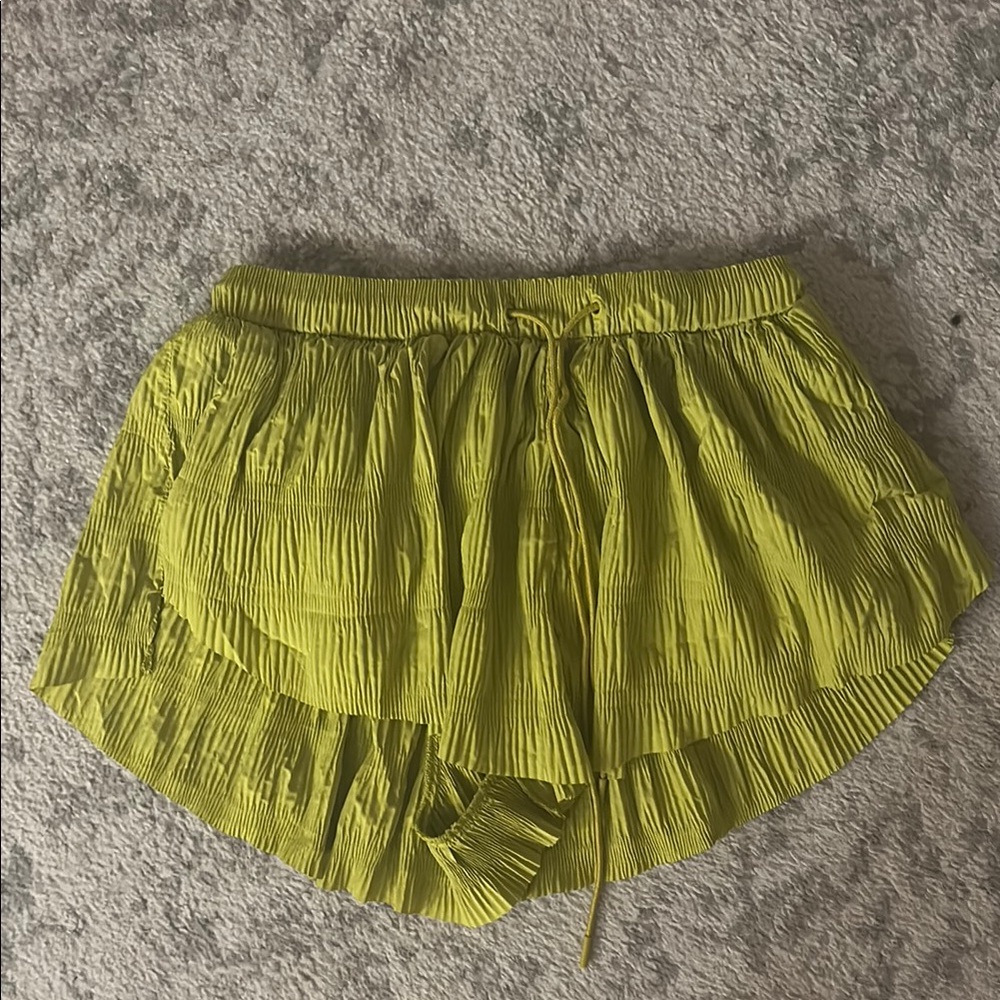 Pleated Lime green Free people movement shorts